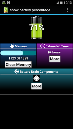 show battery percentage - Image screenshot of android app
