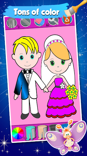 Bride And Groom Wedding Coloring Pages Game - Image screenshot of android app