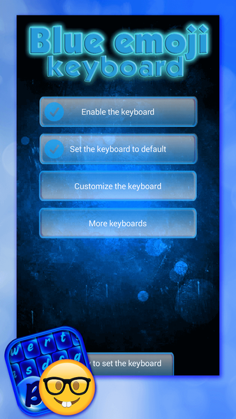 Blue Emoji Keyboard Themes - Image screenshot of android app