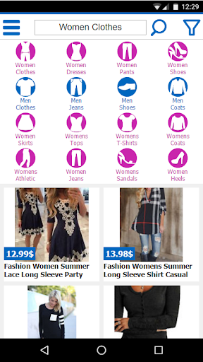 clothes shopping online - Image screenshot of android app