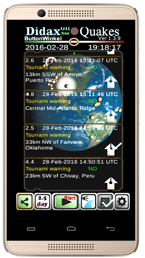 Earthquake news alert alarm - Image screenshot of android app