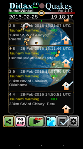 Earthquake news alert alarm - Image screenshot of android app