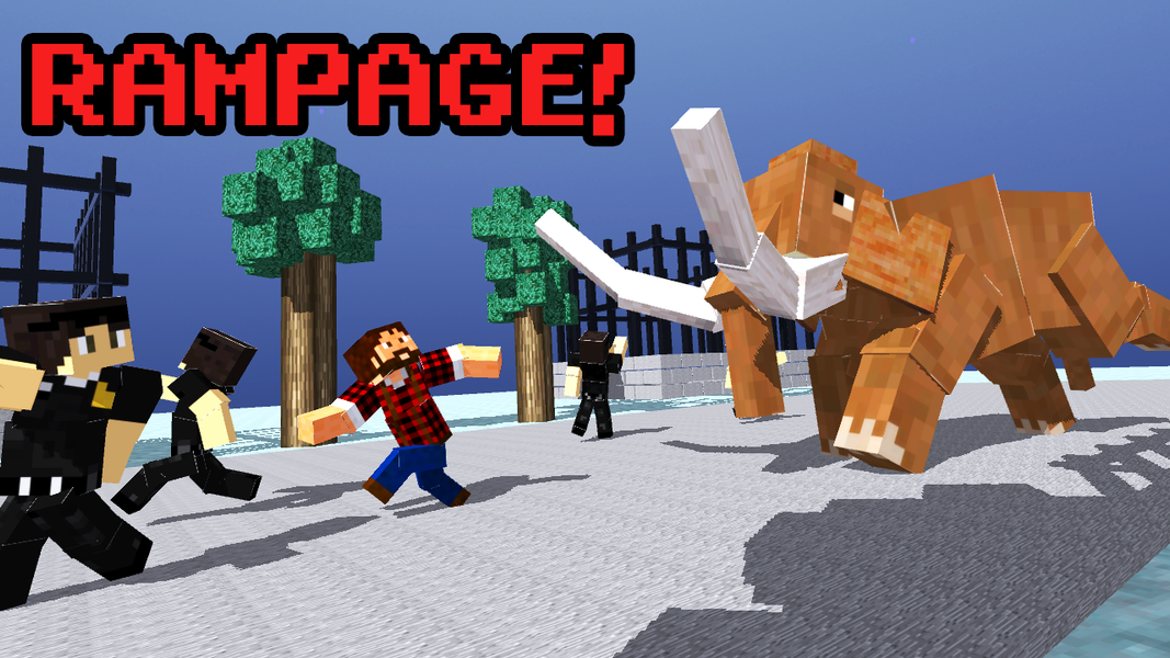 Blocky Dino Park Mammoth Rage - Gameplay image of android game