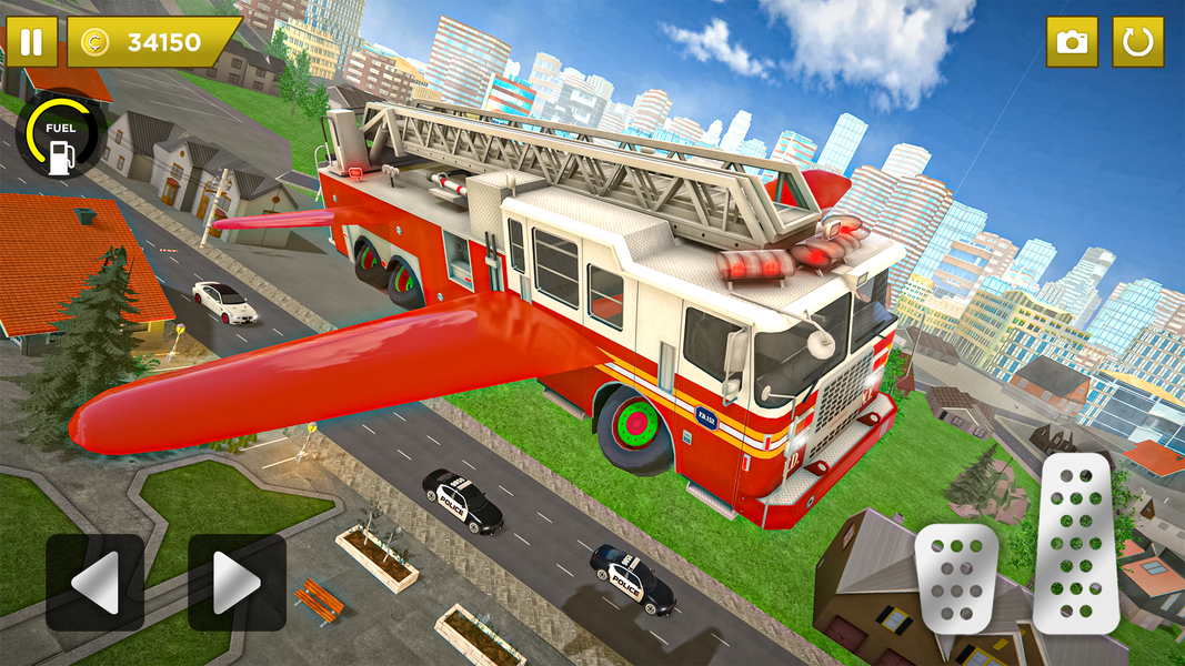 Flying Fire Truck Driving Sim - Gameplay image of android game