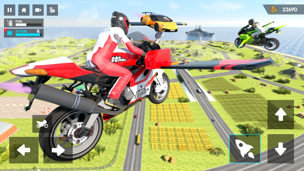 Flying bike Driving Simulator - Gameplay image of android game