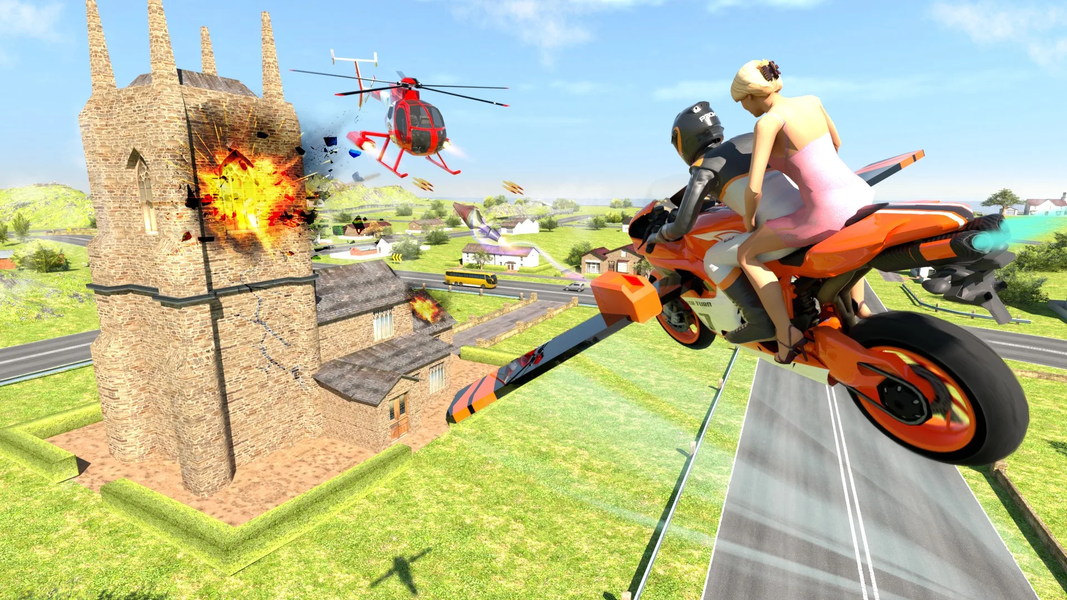 Flying bike Driving Simulator - Gameplay image of android game