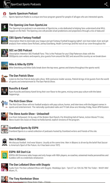SportsCast Sports Podcasts - Image screenshot of android app