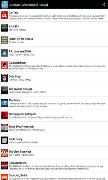 GameCast Games-Hobbies Podcast - Image screenshot of android app