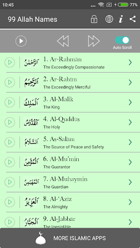 99 Names of Allah Islam Audio - Image screenshot of android app