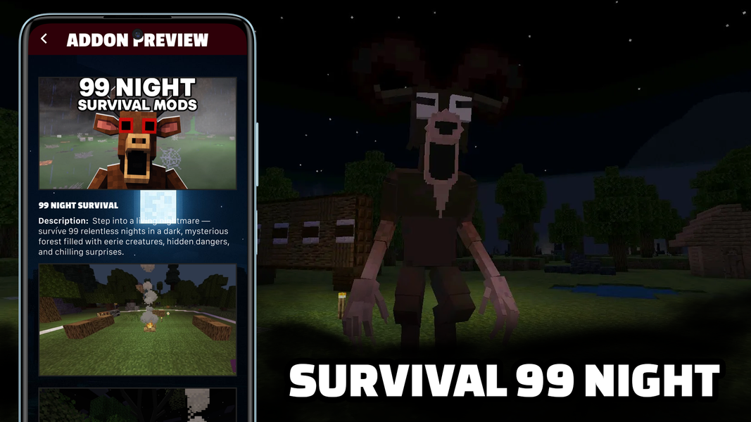 Mods ۹۹ Nights Survive MCPE - عکس برنامه موبایلی اندروید