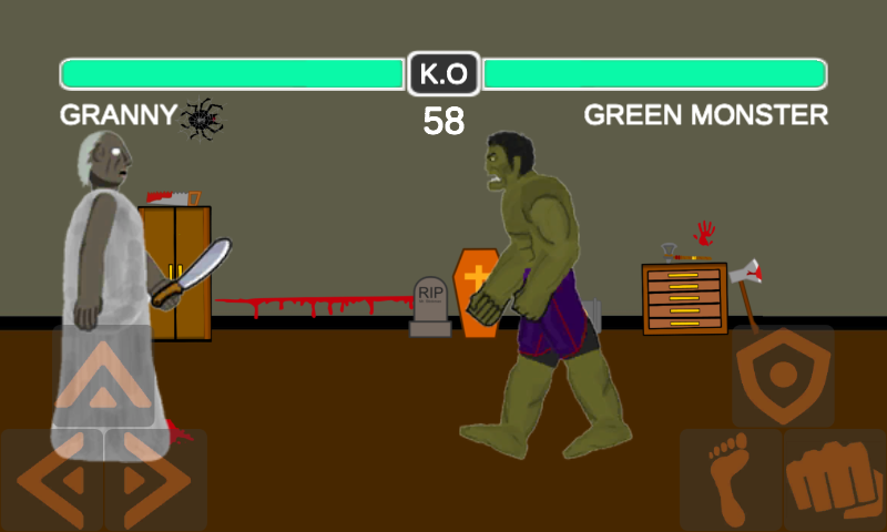 2D Granny x Green Monster Figh - Gameplay image of android game