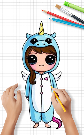 How to Draw Cute Girls | Drawing Girl Step by Step - Image screenshot of android app