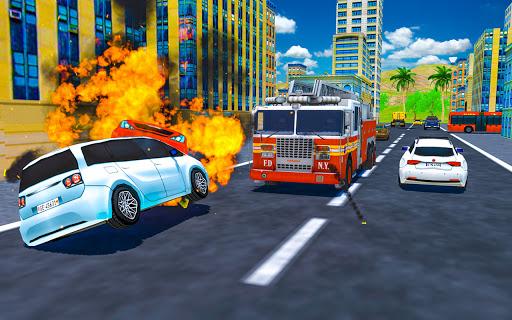 Flying Robot Fire Truck Game - Gameplay image of android game