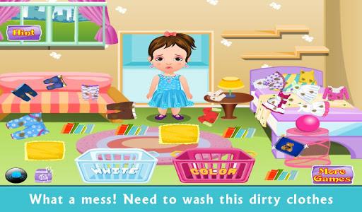 Washing and ironing kids clothing laundry day - Image screenshot of android app