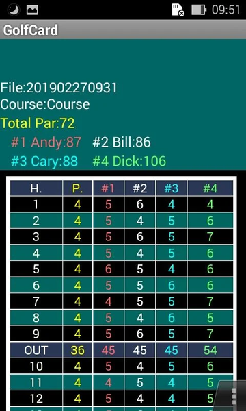 Golf Scorecard - Image screenshot of android app