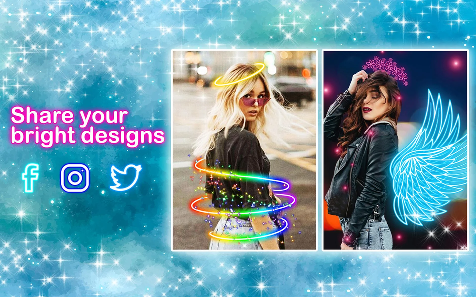 Neon Wings Photo Editor - عکس برنامه موبایلی اندروید
