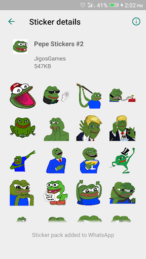 Pepe Meme Stickers - WAStickerApps - عکس برنامه موبایلی اندروید