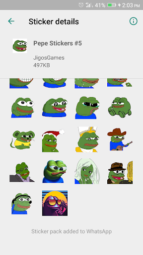 Pepe Meme Stickers - WAStickerApps - عکس برنامه موبایلی اندروید
