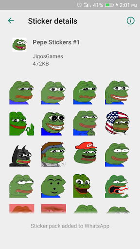 Pepe Meme Stickers - WAStickerApps - عکس برنامه موبایلی اندروید