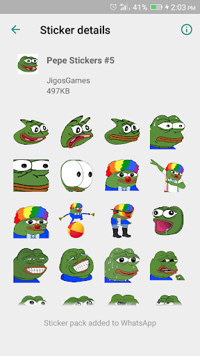 Pepe Meme Stickers - WAStickerApps - عکس برنامه موبایلی اندروید