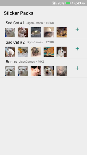 Sad Cat Stickers - WAStickerApps - عکس برنامه موبایلی اندروید