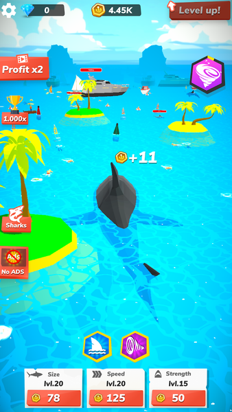 Idle Shark World - Tycoon Game - Gameplay image of android game