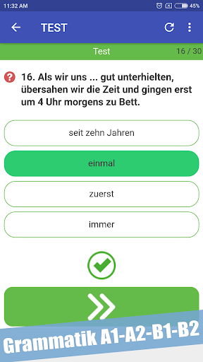 Test zur Deutsch Grammatik A1-A2-B1-B2 - Image screenshot of android app