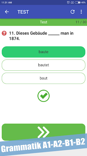 Test zur Deutsch Grammatik A1-A2-B1-B2 - Image screenshot of android app