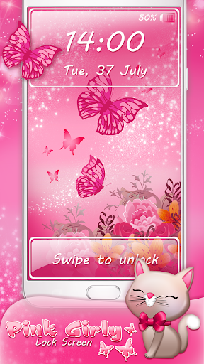 Pink Girly Lock Screen - عکس برنامه موبایلی اندروید