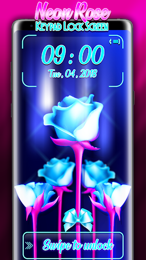 Neon Rose Keypad Lock Screen - Image screenshot of android app