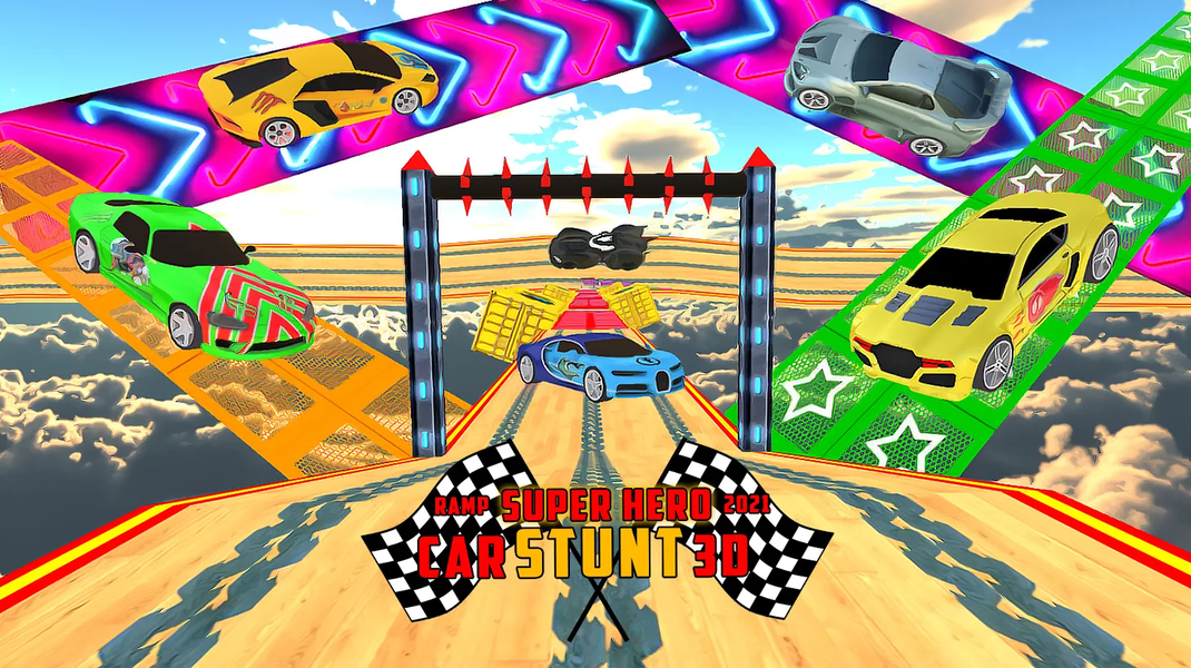 Omega Superhero Stunt Car Game - Gameplay image of android game