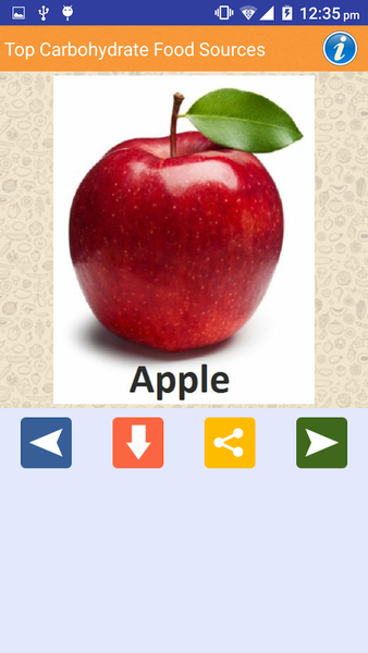 Carbohydrate Rich Food sources - Image screenshot of android app