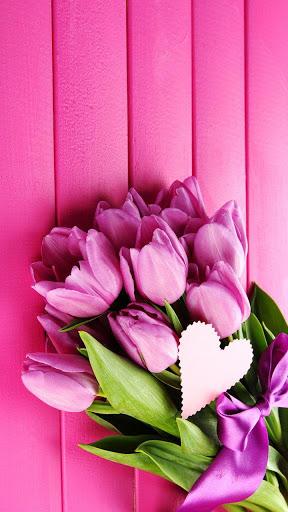Pink Tulips Live Wallpaper - Image screenshot of android app