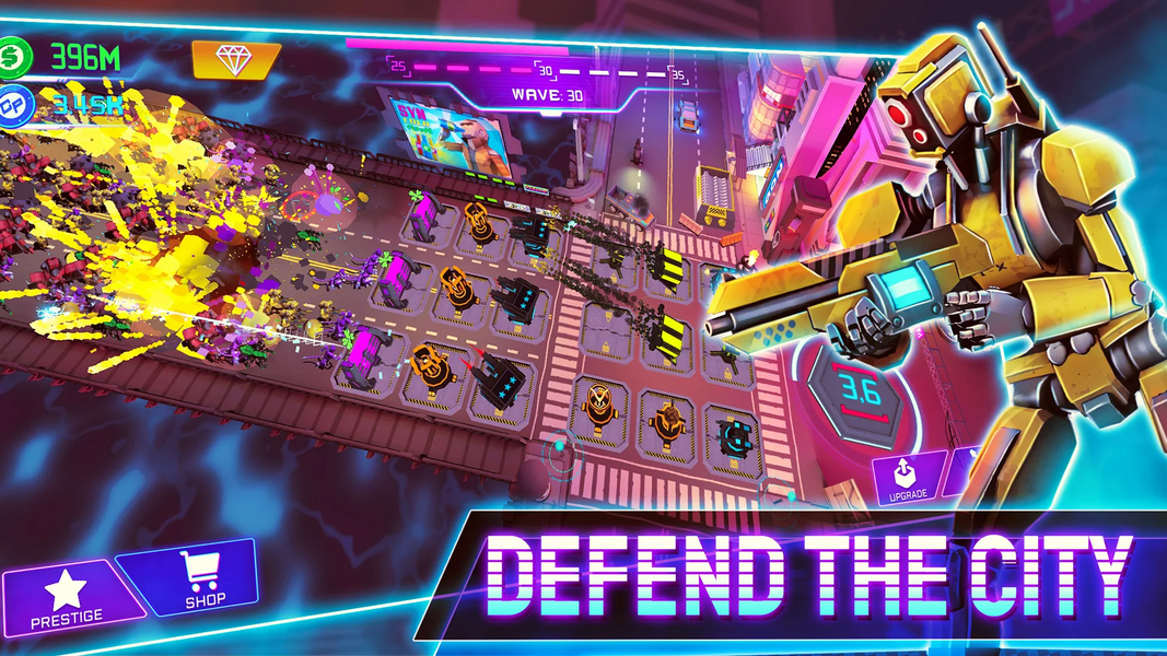 Cyber Fusion Idle Merge Defend - Gameplay image of android game