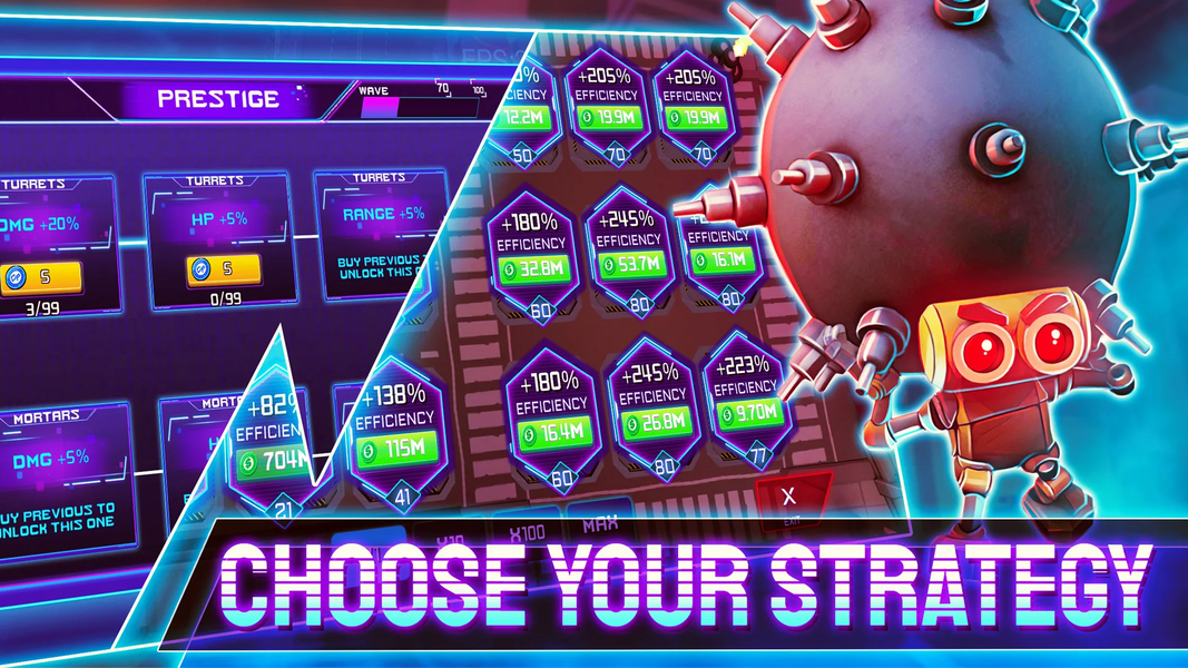 Cyber Fusion Idle Merge Defend - Gameplay image of android game