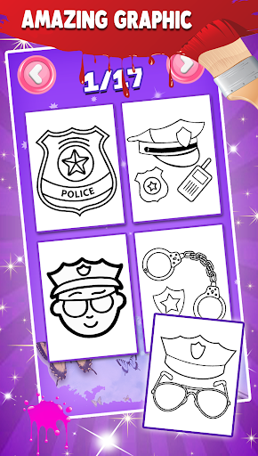 Police Toys Coloring Book Glitter - Image screenshot of android app