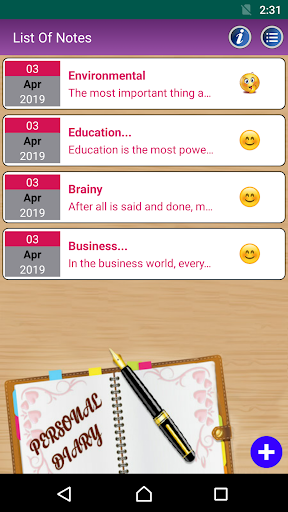 Diary with PIN Password Lock - Image screenshot of android app