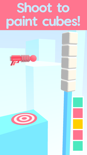 Paint Gun 3D - cube pile stack - Gameplay image of android game