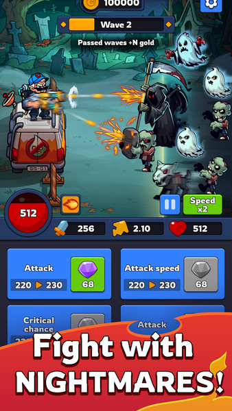 Guns and Ghosts: Idle TD Game - Gameplay image of android game