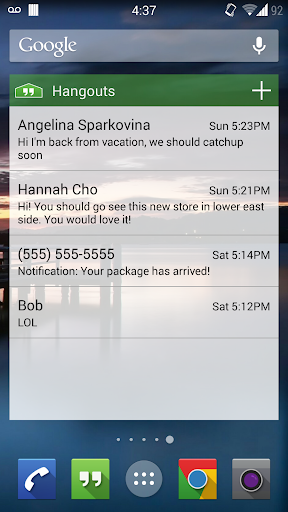 Hangouts Widget - Image screenshot of android app