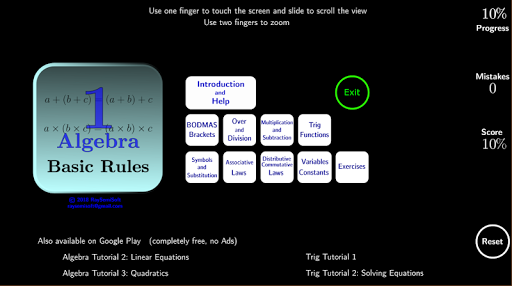 Algebra Tutorial 1: Basics - Image screenshot of android app