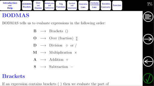 Algebra Tutorial 1: Basics - Image screenshot of android app