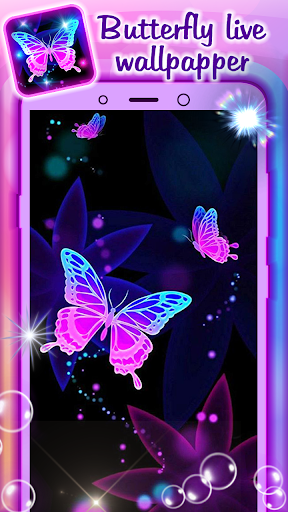 Neon Butterfly Moving Background  App - Image screenshot of android app