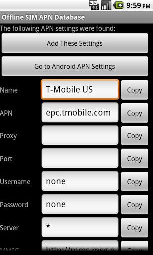 Offline SIM APN Database - Image screenshot of android app