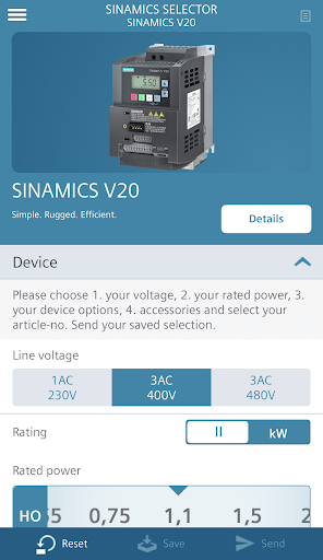 SINAMICS SELECTOR - عکس برنامه موبایلی اندروید