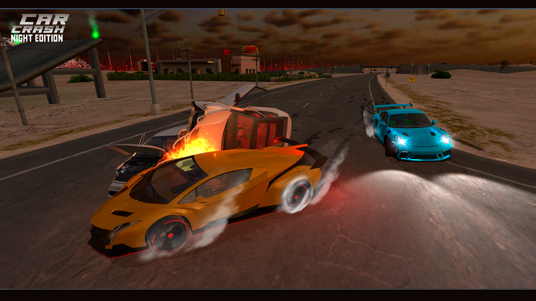 Night Car Crash Open City - Gameplay image of android game