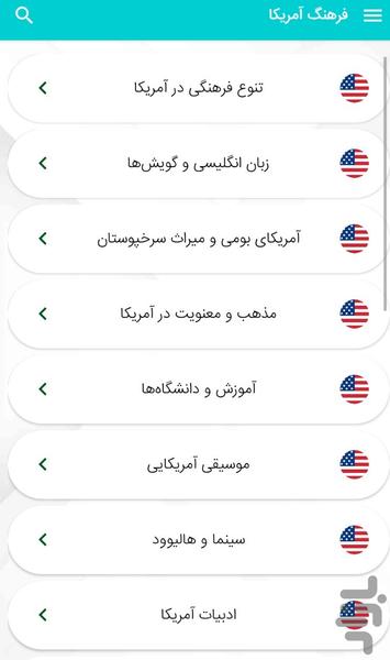 آشنایی با فرهنگ آمریکا - عکس برنامه موبایلی اندروید