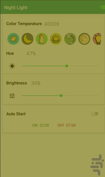 فیلتر نور شب - فیلتر نور آبی - عکس برنامه موبایلی اندروید