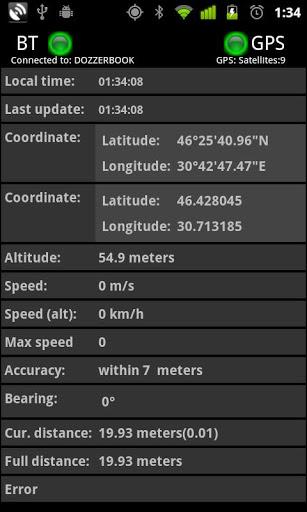 GPS over BT - Image screenshot of android app