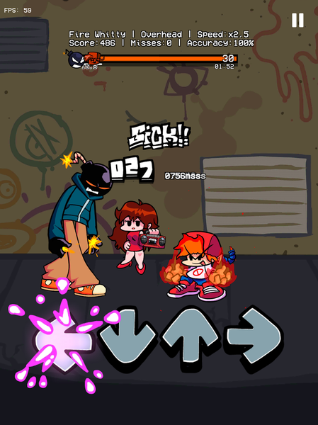 FNF Beat Fire Fight Whitty Mod - Gameplay image of android game